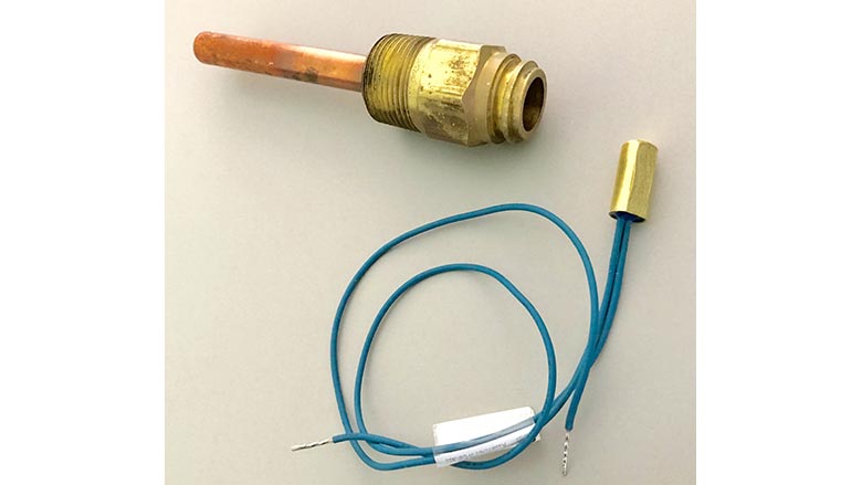 Figure 6 shows a Honeywell 121371B copper sensor well, and a 3/8-inch diameter thermistor sensor