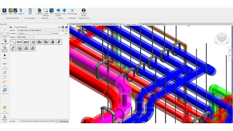 piping model created with SysQue and Trimble Managed Content