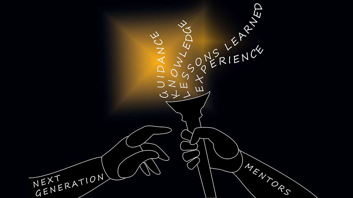 PME 1223 Lowell Manalo Column illustration of torch passed from mentor to next generation 