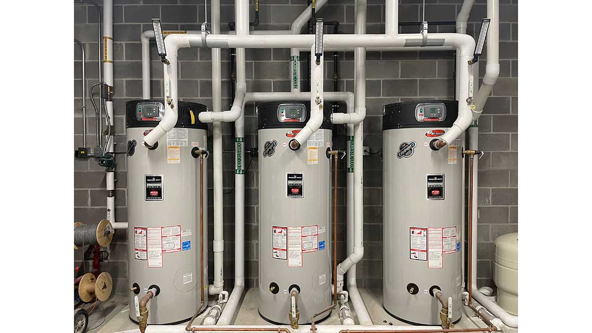 Three commercial water heaters