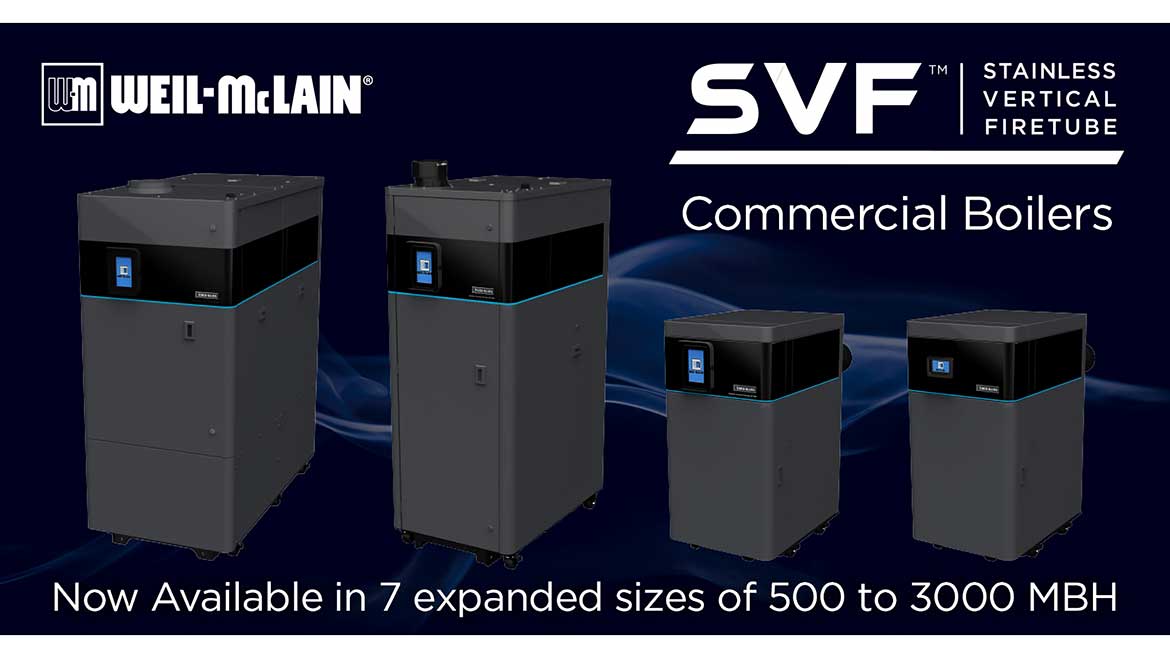 PME March Products: Weil-McLain SVF commercial boiler line in different sizes.