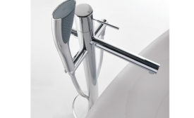 Tub filler with stainless-steel finish from KWC
