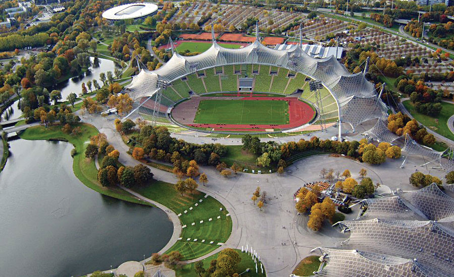 Munich Olympic Stadium; PEX, Uponor, hydronic heating system