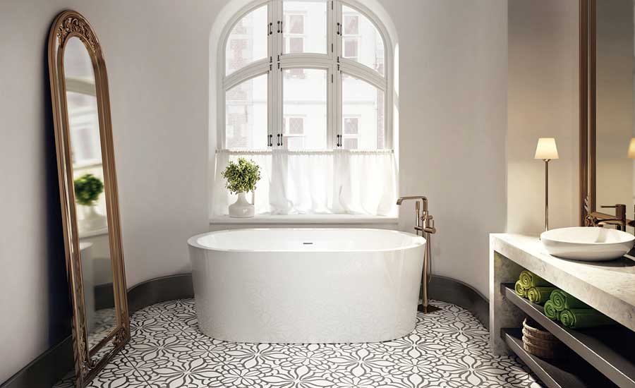 Oval-shaped freestanding tub from BainUltra